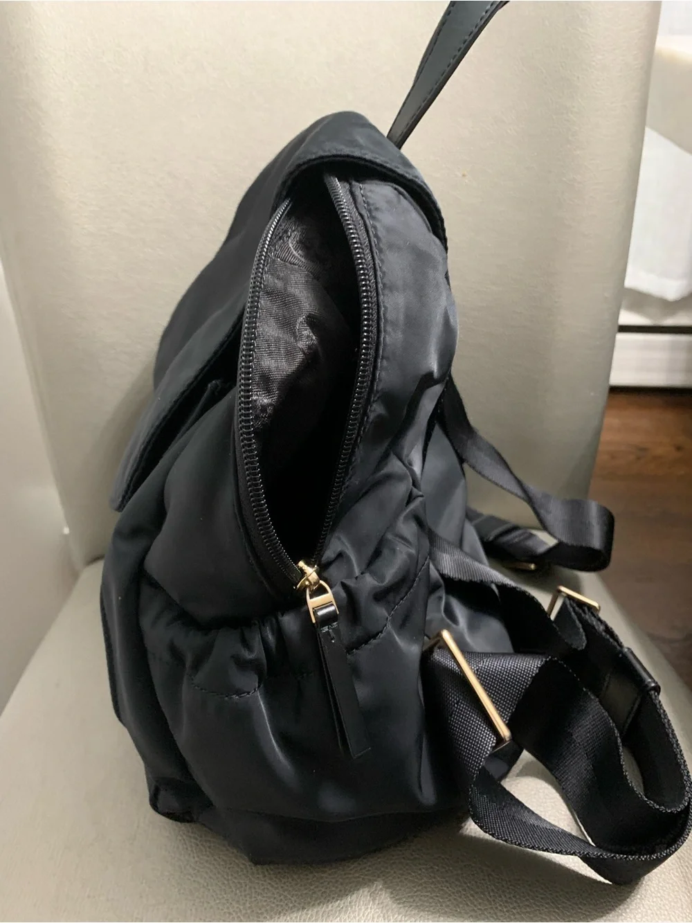 Tory Burch Black Nylon Diaper Backpack with Logo Accent
